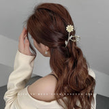 Golden Daisy Rhinestone Hair Clip