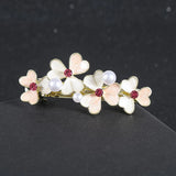 Leaf Pearl Hairpin Flower Rhinestone Clip Hair Accessory