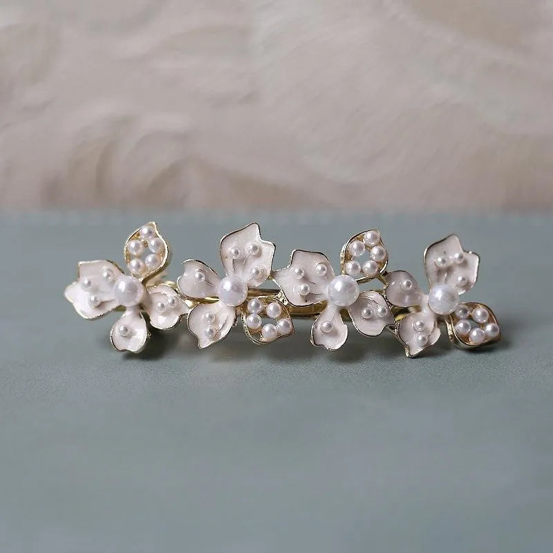 Leaf Pearl Hairpin Flower Rhinestone Clip Hair Accessory