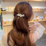 Leaf Pearl Hairpin Flower Rhinestone Clip Hair Accessory