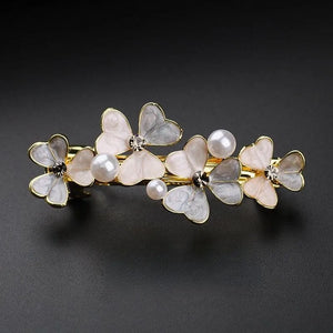 Leaf Pearl Hairpin Flower Rhinestone Clip Hair Accessory