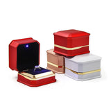 LED Jewelry Ring Box Velvet Necklaces Display Holder With Light