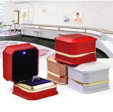 LED Jewelry Ring Box Velvet Necklaces Display Holder With Light