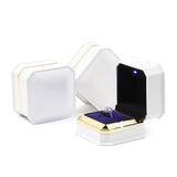 LED Jewelry Ring Box Velvet Necklaces Display Holder With Light
