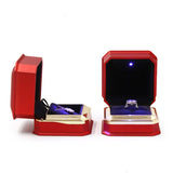 LED Jewelry Ring Box Velvet Necklaces Display Holder With Light