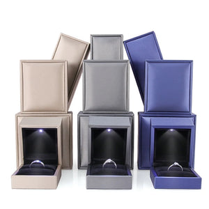 LED Lights Jewelry Box Wedding Ring Storage Case Boxes