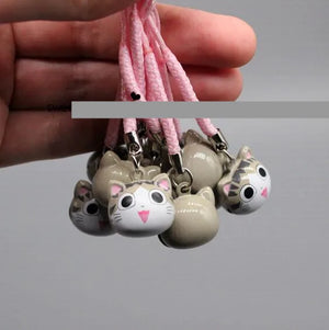 10PCS Japanese Cats Head Pendant Cell Phone Charm Strap