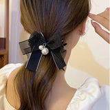 Lace Bow Pearl Hair Claws Hair Clip Women Girls Hair Accessories