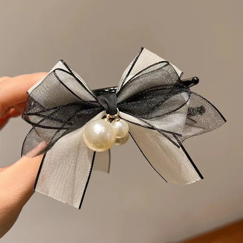 Lace Bow Pearl Hair Claws Hair Clip Women Girls Hair Accessories