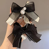 Lace Bow Pearl Hair Claws Hair Clip Women Girls Hair Accessories
