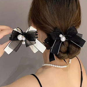 Lace Bow Pearl Hair Claws Hair Clip Women Girls Hair Accessories
