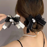 Lace Bow Pearl Hair Claws Hair Clip Women Girls Hair Accessories