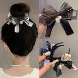 Lace Bow Pearl Hair Claws Hair Clip Women Girls Hair Accessories