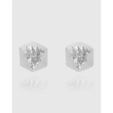 925 Silver Square Stud Earrings Geometric Jewelry Gift