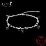 Ladies Beach Square Pendant Foot Anklet 925 Sterling Silver