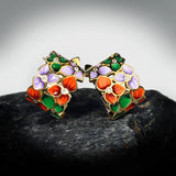 925 Silver Flower Earrings Colorful Enamel Party Jewelry