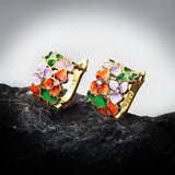 925 Silver Flower Earrings Colorful Enamel Party Jewelry