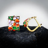 925 Silver Flower Earrings Colorful Enamel Party Jewelry