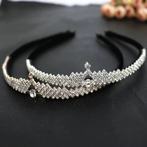 Flannel Crown Headband Rhinestone Bride Wedding Jewelry