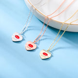 S925 Sterling Silver Heart Lip Necklace Gift