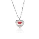 S925 Sterling Silver Heart Lip Necklace Gift
