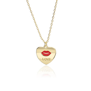 S925 Sterling Silver Heart Lip Necklace Gift