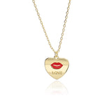 S925 Sterling Silver Heart Lip Necklace Gift