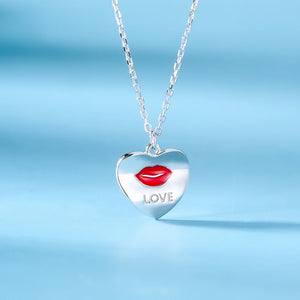 S925 Sterling Silver Heart Lip Necklace Gift