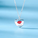 S925 Sterling Silver Heart Lip Necklace Gift