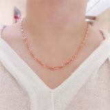Purple Plated 14K Rose Chains Chunky Necklace Light Charm Sweet Wedding Jewelry