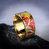 Golden Feather Zircon Ring 925 Silver Plated Party Jewelry