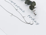 Real 925 Sterling Silver CZ Crescent Moon Star Choker Necklace