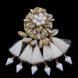 Vintage Flower Tassel Brooch Resin Beaded Pin