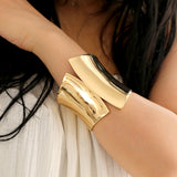 Metal Smooth Surface Chunky Cuff Bangle for Women