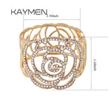 Rose Flower Statement Cuff Bracelet for Women Wedding Costume Jewelry