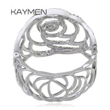 Rose Flower Statement Cuff Bracelet for Women Wedding Costume Jewelry
