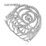 Rose Flower Statement Cuff Bracelet for Women Wedding Costume Jewelry