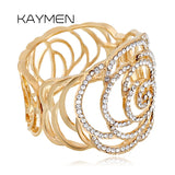 Rose Flower Statement Cuff Bracelet for Women Wedding Costume Jewelry