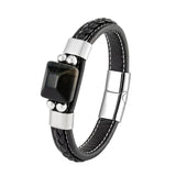 Tiger Eye Stone Men's Bracelet 316L Stainless Steel