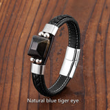 Tiger Eye Stone Men's Bracelet 316L Stainless Steel