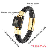 Tiger Eye Stone Men's Bracelet 316L Stainless Steel