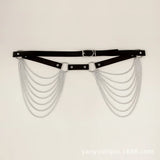 Layered Leather Belt With Chains Body Harness Sexy Waist Goth Accessories