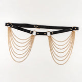 Layered Leather Belt With Chains Body Harness Sexy Waist Goth Accessories