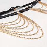 Layered Leather Belt With Chains Body Harness Sexy Waist Goth Accessories