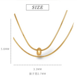 Layered Snake Bone Chain Necklace Titanium Steel Plated