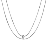 Layered Snake Bone Chain Necklace Titanium Steel Plated