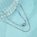 Layered Snake Bone Chain Necklace Titanium Steel Plated