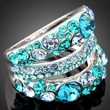 Green & Purple Austria Crystal Wedding Rings For Women