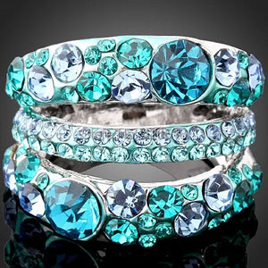 Green & Purple Austria Crystal Wedding Rings For Women