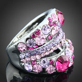 Green & Purple Austria Crystal Wedding Rings For Women